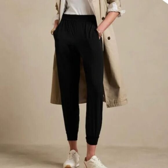 Banana‎ Republic Womens Black Elastic Waist Jogger Pants Size 2 - Picture 1 of 6